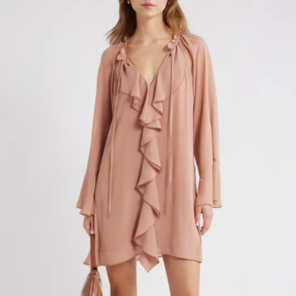 Open Edit Ruffle Chiffon Shift Dress – Small (NWT) - Picture 10 of 14